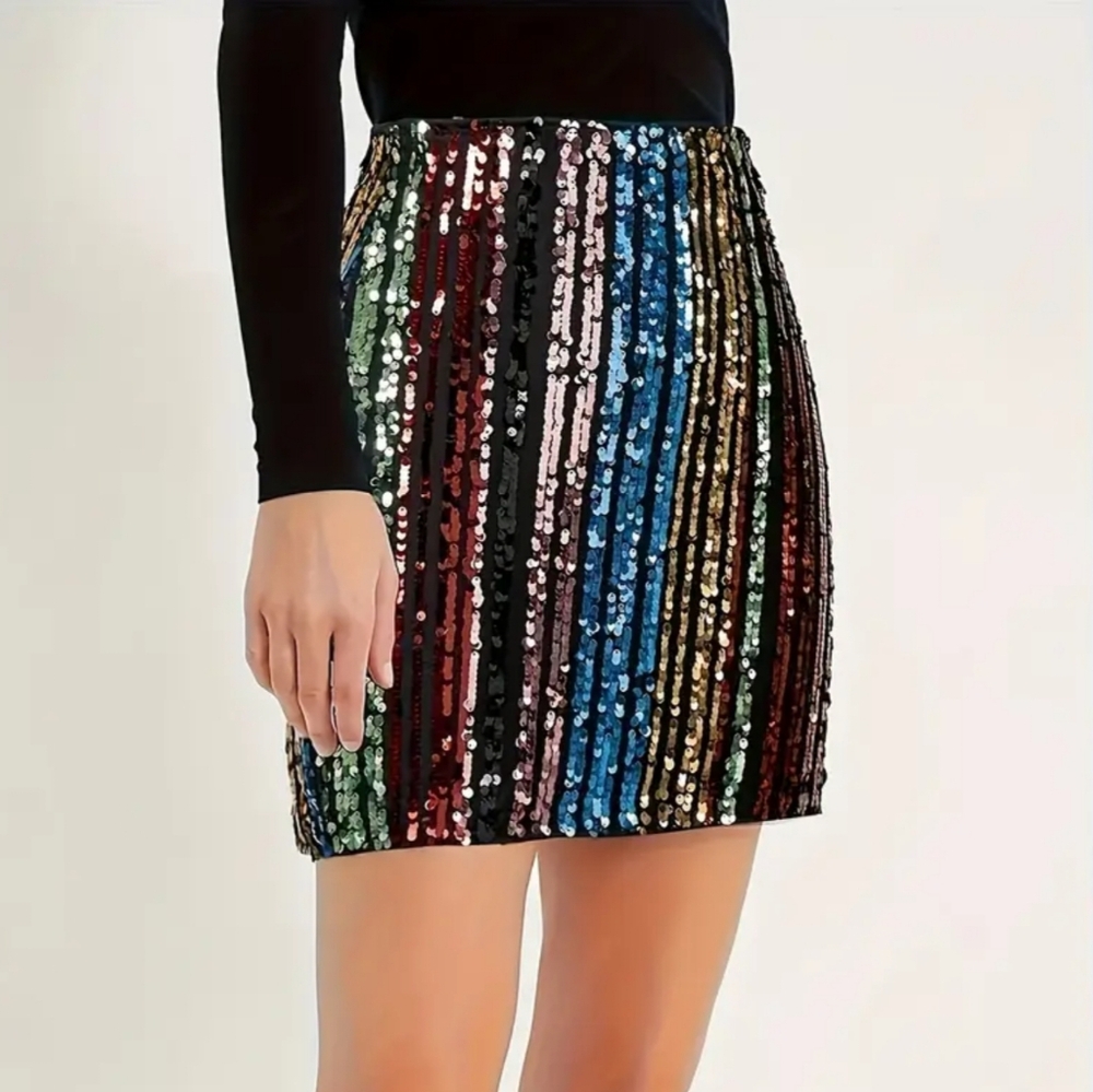 Multicolor Sequin Mini Skirt
